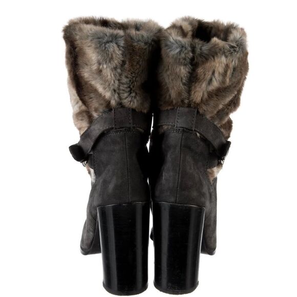 Stuart Weitzman Furstup Slate Grey suede Booties 8.5 - Picture 4 of 5